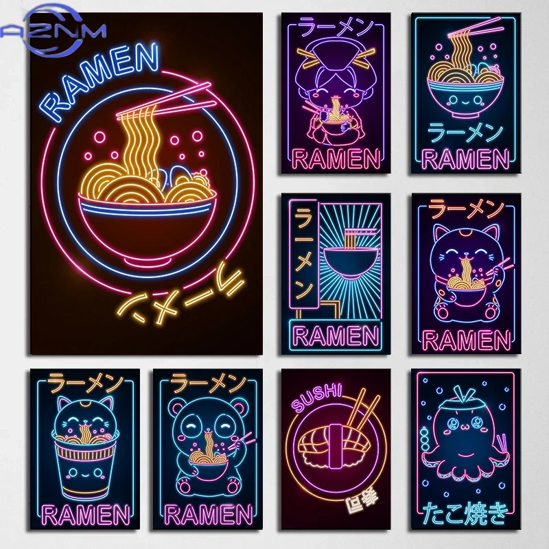 Japanese Culture Lifestyle - Affiches AZNM Ondes Japonaises Ramen Sushi