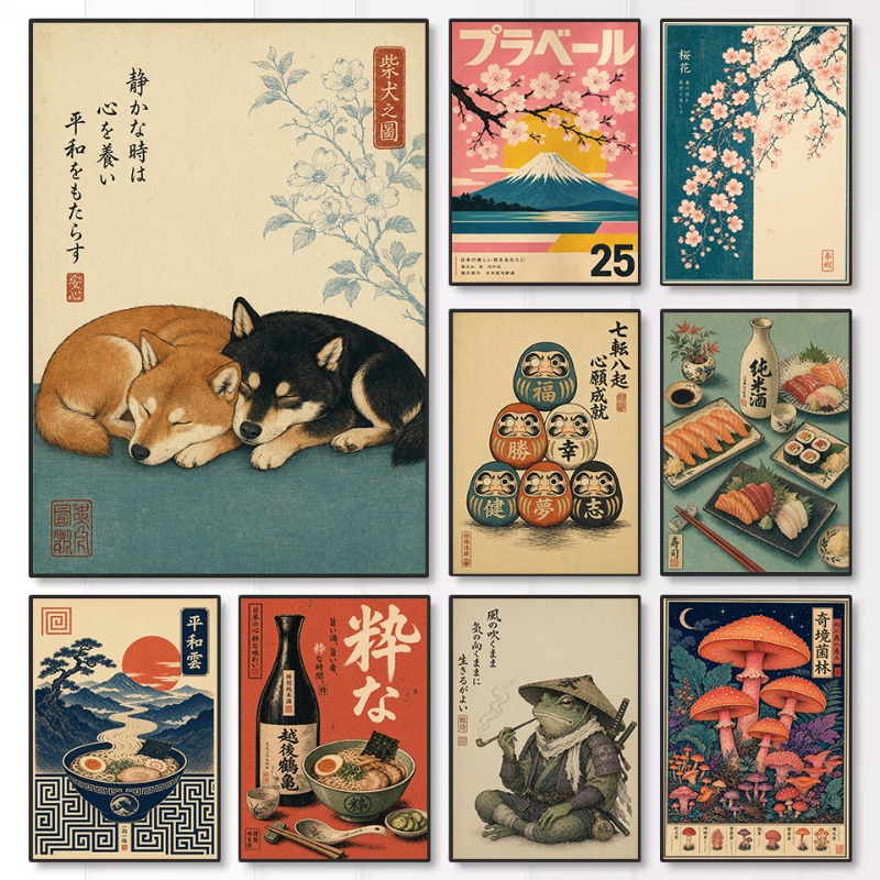 Japanese Culture Lifestyle - Poster esthétique vintage minimaliste sur toile,
