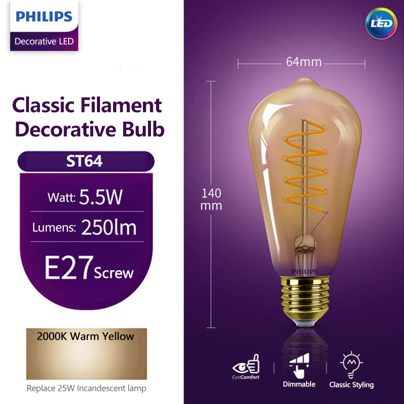 Philips LED ST64 E27 lumière d - Philips Bulb Led Classic avis et prix